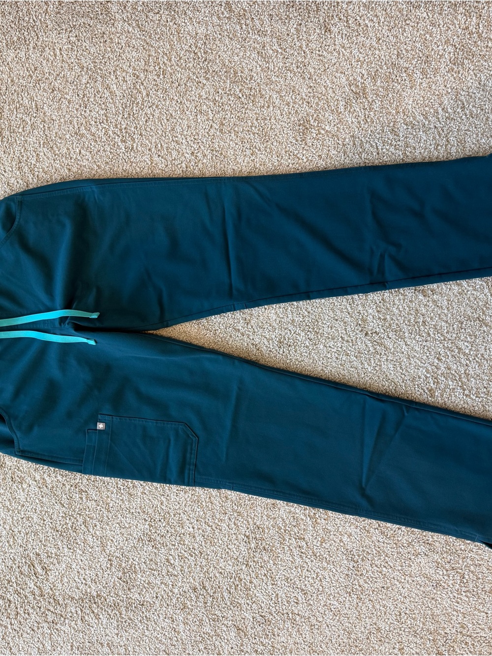 🩺 FIGS Caribbean Blue Medical Scrub Pants with Light Teal Drawstring Med/Tall - Picture 4 of 10